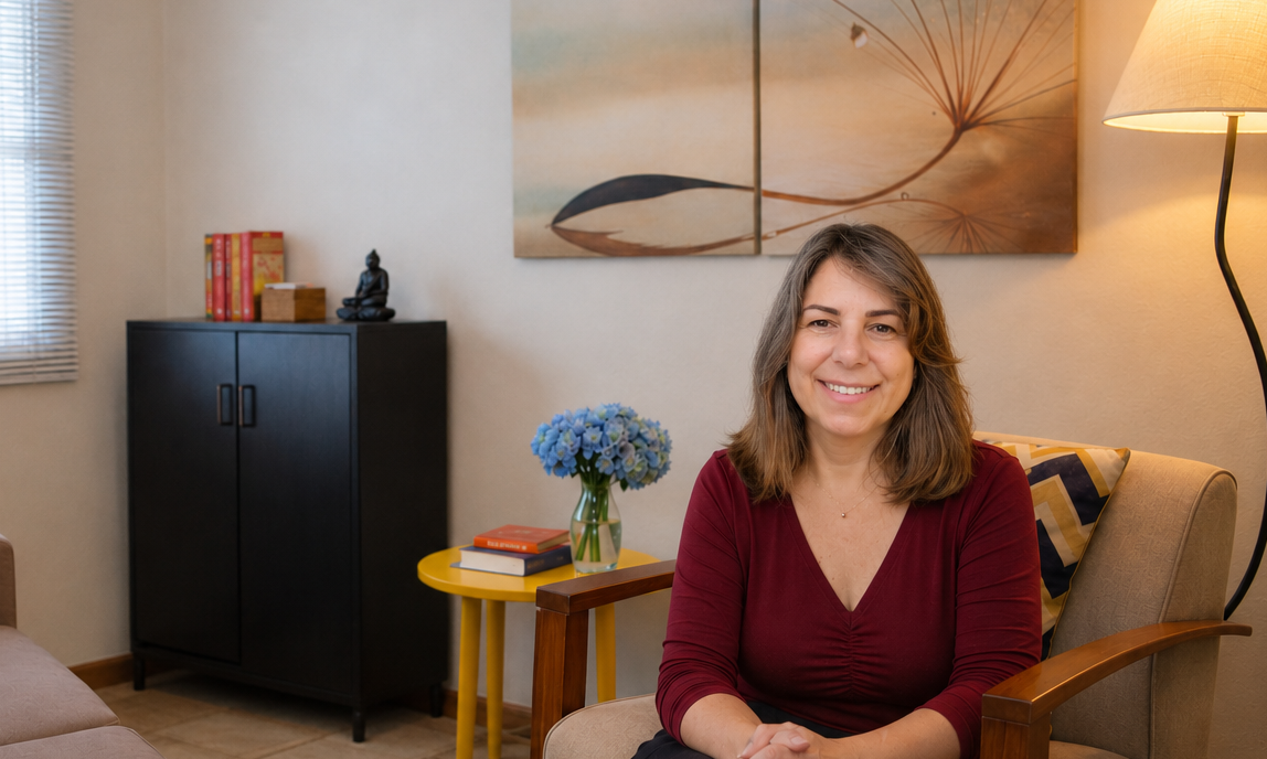 Maria Edilene Rosa, psicóloga, em seu consultório na Vila Mariana